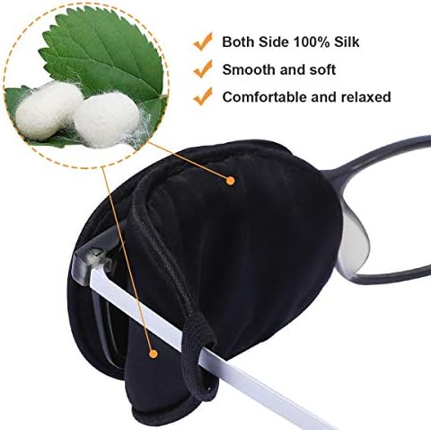 eZAKKA Eye Patches for Adults Kids, Eye Patch for Glasses, Medical Soft Eye Patch for Lazy Eye Amblyopia Strabismus and After Surgery (Black+Black)