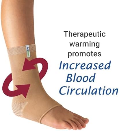 Actimove Arthritis Care Ankle Support with Heat-retaining Fabric – Drug-free Pain Management for Arthritis, Increases Blood Circulation – Left/Right Wear – Beige, Medium