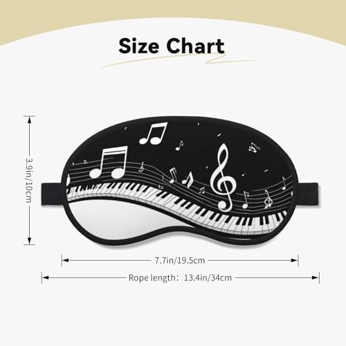 Piano Keys with Musical Notes Print Blackout Sleep Mask, Elastic Eye Cover for Rest and Travel