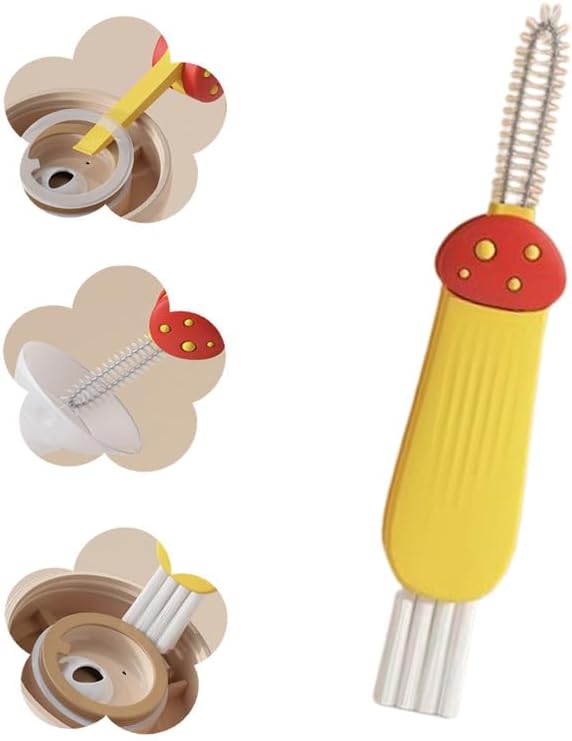 3 in 1 Cup Lid Cleaning Brush, 2024 New Portable Crevice Cleaning Brush Set for Baby Bottle Gap Tight Spaces Cup, Rotatable Cup Lid Cleaner Cup Mouth Scrubber