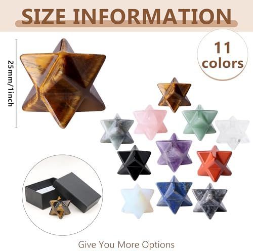 QINJIEJIE Tiger Eye Merkaba, Natural Crystal Healing Stones Sacred Meditation Energy Generator Reiki Crystal Grid Home Decor Protection Cleansing Spiritual Gifts, 3D Star Dodecahedron Crystal 1"