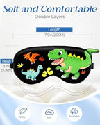 Miss Adola Sleep Mask for Kids - Valentines Gift for Kids Cute Silk Eye Cover for Sleeping Soft Kawaii Eyeshade Animal Eye Blindfold with Adjustable Strap for Boys Teens, Dinosaur