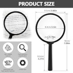 10X 30X Magnifier, Handheld Magnifying Glass for Reading, 84mm Shatterproof Lens, Soft Handle for Adults Close Work, Seniors Reading and Nature Exploration, Hobby Observation