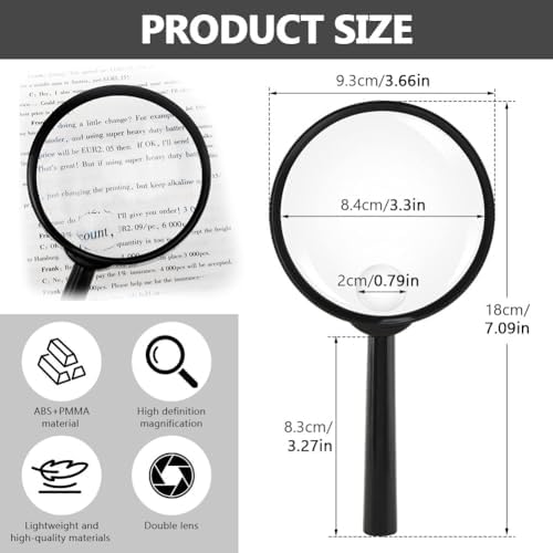10X 30X Magnifier, Handheld Magnifying Glass for Reading, 84mm Shatterproof Lens, Soft Handle for Adults Close Work, Seniors Reading and Nature Exploration, Hobby Observation
