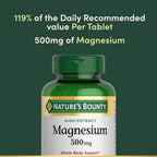 Nature's Bounty Magnesium 500 mg Tablets, High Potency Magnesium Supplement for Bone & Muscle Health, Whole Body Support, 200 Count (Pack of 1)