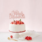Nikkah Mubarak Cake Topper Muslim Islam Wedding/Engagement Party Decorations Ramadan Mubarak Happy Eid Festival Anniversary Party Deor Sign Rose Gold Glitter