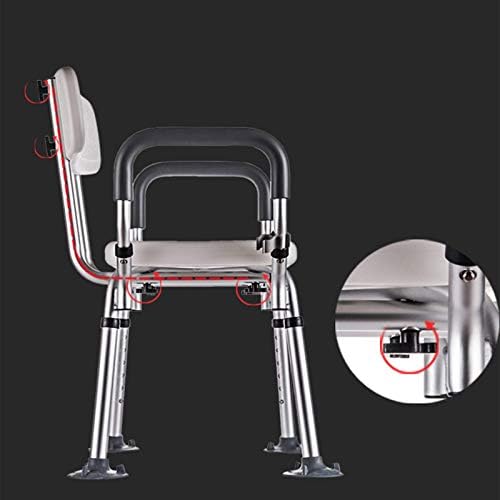 Shower Chair for Elderly Height Adjustable Shower Seat Heavy Duty Shower Assist Seniors and Disabled, with Arms and Back Non-Slip Safety Bathroom Shower Stool Load Weight 150KG,D s