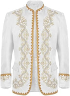 Mens Medieval Jacket Renaissance Costume Gold Embroidered Steampunk Blazers Halloween Gothic Vintage Uniform