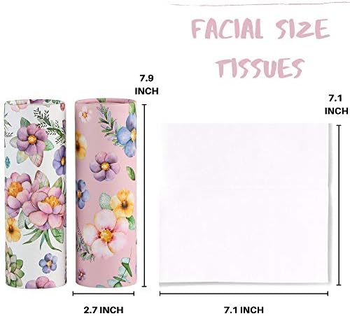 200 Sheets Car Tissues Holder with Facial Tissues 3-ply Travel Tissue Tubes 4 PK Tissues Box Container Perfect Fit for Car Cup Holder Cylinder (Pink)