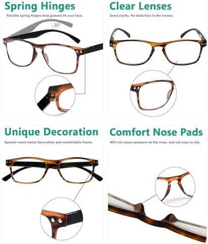 Eyekepper Ultrathin Flex Frame 5-pack 80's Reading Glasses Tortoise Frame Black Arm +0.5