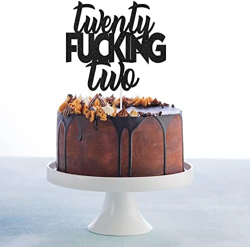 Twenty-two Glitter Black Happy Birthday Cake Topper - 22 Years Old Birthday Anniversary Party Decorations 22nd Birthday Party Supplies For Adult