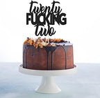 Twenty-two Glitter Black Happy Birthday Cake Topper - 22 Years Old Birthday Anniversary Party Decorations 22nd Birthday Party Supplies For Adult