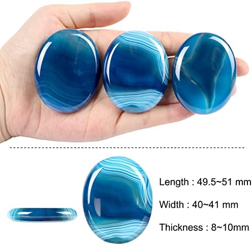 Artistone Blue Agate Crystal Thumb Worry Stones,Healing Crystal Polished Palm Pocket Chakra Gemstones for Anxiety,Stress,Reiki Gift 2.0"