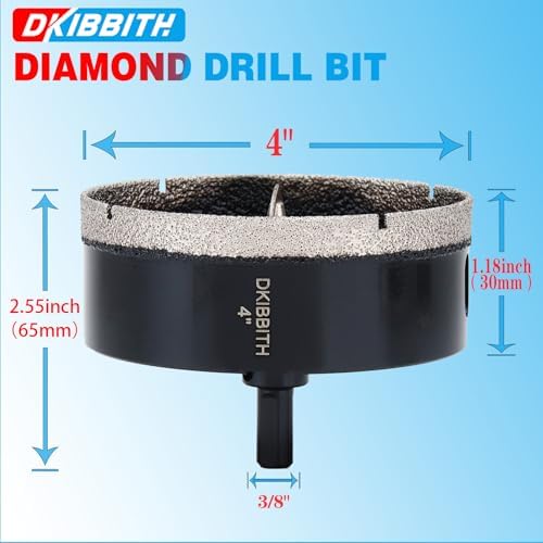 4" Diamond Hole-Saw Bits with Pilot Drill Bit 4 in Diamond Tipped Tile Hole Saws with Guiding Bit for Accurate Drilling, for Porcelain Tile Ceramic Pottery Granite Stone Glass Bottles 102mm