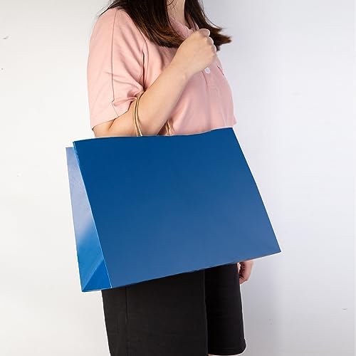 Navy Blue Extra Large Paper Gift Bags with Handles Bulk (70 Pack, 16x6x12 Inch) - Big Heavy Duty Kraft Paper Bags for Wedding, Birthday, 4th of July, Business Gifts,Shopping