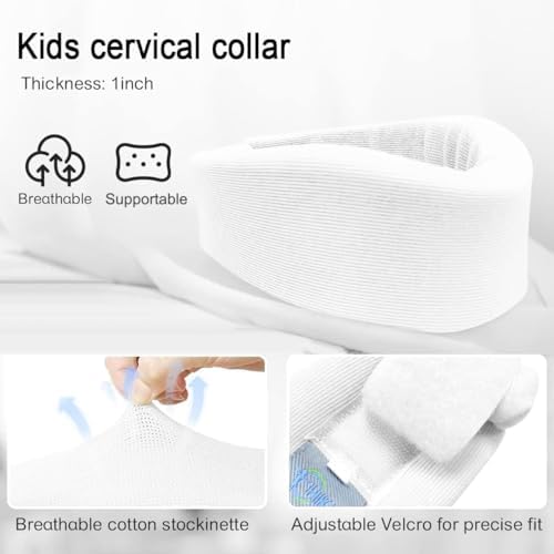 Kids Neck Brace for Neck Pain and Support, Soft Foam Cervical Collar Adjustable Youth Neck Support for Childrens Whiplash and Childs Torticollis Neck Stabilizer