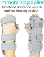 Vive Resting Hand Splint (Left) (w/ Rehab Video App) - Night Immobilizer Wrist Finger Brace - Thumb Stabilizer Wrap - for Arthritis, Tendonitis, Carpal Tunnel Pain - Functional Support for Sprains Fractures (Medium)