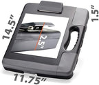Officemate Portable Clipboard Storage Plastic Case for A4 Sizes, Charcoal (83301),11-3/4"w x 1-1/2"d x 14-1/2"h