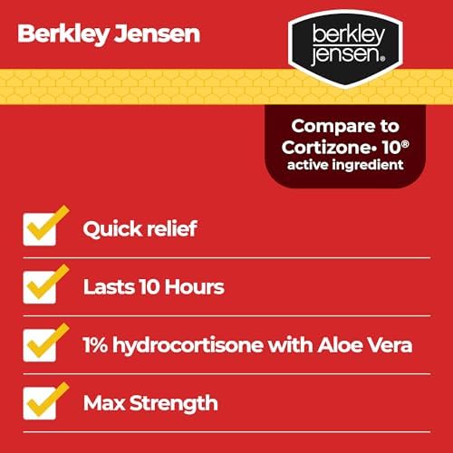 Berkley Jensen Maximum Strength Anti-Itch Cream (4 oz.), with Calming Aloe Vera, 1% Hydrocortisone Itch Relief for Eczema, Psoriasis, Bug Bites, Poison Ivy, Oak and Sumac, 2 oz. Tube (Pack of 2)