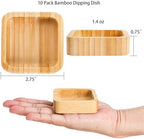 Jucoan 10 Pack Bamboo Soy Sauce Dipping Bowls,1.4 oz Square Small Dip Bowl Sauce Plate for Condiments, Appetizers, Side Dishes, Sushi Ketchup, Charcuterie Board, Unbreakable, Stackable, Lightweight