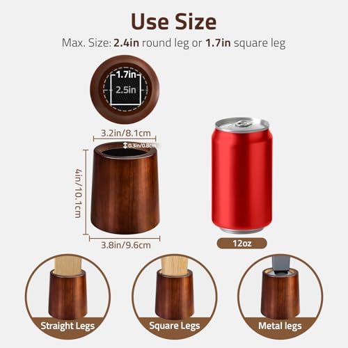 Furniture Raisers Bed Risers - 4 Inch Wooden Circle Heavy Duty Furniture Height Extenders Lifts for Sofa Couch Desk Chair Table Base Raising Space, Convenient Store and Cleaning, Pack of 4
