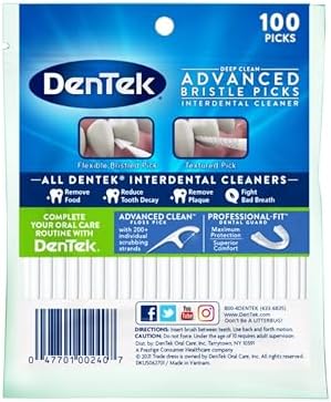 DenTek Deep Clean Bristle Picks, Removes Food & Plaque, 100 Count (Pack of 3)