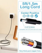 for Nekteck Neck Massager Charger, 12V Power Cord Compatible with RESTECK, Nekteck, Boriwat, CuPiLo, Mo Cuishle, Snailax, Papillon Shiatsu Back Shoulder Neck and Foot Massager DC 12V 2A Power Adapter