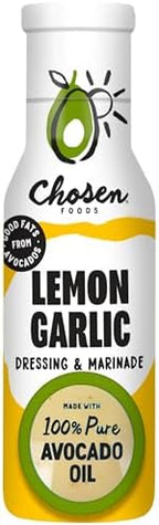 Chosen Foods Avocado Oil-Based Lemon Garlic Salad Dressing and Marinade – Gluten-Free, Certified Non-GMO, Gluten Free, 8 oz
