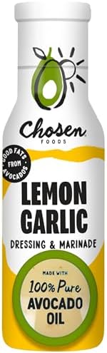 Chosen Foods Avocado Oil-Based Lemon Garlic Salad Dressing and Marinade – Gluten-Free, Certified Non-GMO, Gluten Free, 8 oz