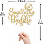 Sagittarius Baddie Cake Topper - Big Sagittarius Energy Birthday Decor, 12 Constellation Zodiac Themed Party Decorations (Gold)