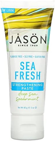 Jason Sea Fresh Strengthening Fluoride-Free Toothpaste, Deep Sea Spearmint, Travel Size, 3 Oz