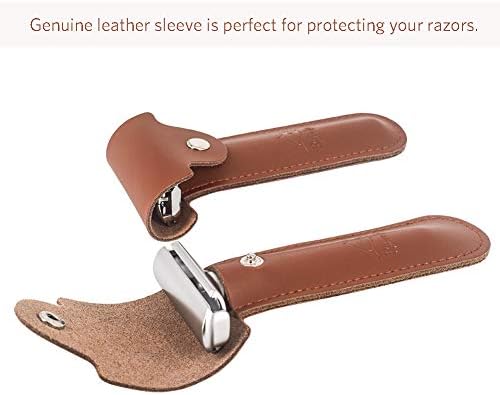 Double Edge Leather Razor Case -Genuine Leather Double Edge Safety Razor Perfect for Any Safety Razor. Keeps Your Razor and Razor Blade Safe. Extra Wide top to fit All Kinds of Razors