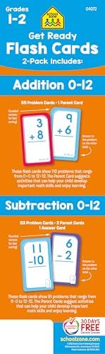 School Zone Get Ready Flash Cards Addition & Subtraction 2-Pack: 112 Math Cards, 1st & 2nd Grade, Addition 0–12, Subtraction 0–12, Early Math, Speed & Retention, Ages 6–8