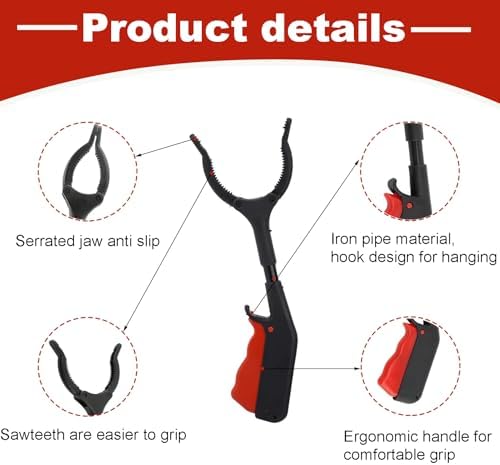 Grabber Tool, 2 Pack Grabber Reacher Tool 11.8 Inch Trash Litter Picker Grabber Stick for Elderly Kids Senior Reacher Claw Rubbish Tong Arm Extension Grabber(Black)