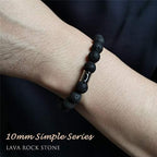 Morchic 10mm Natural Stone Mens Stretch Bracelet, Genuine Energy Semi Precious Gemstone Beads Classic Birthday Gift 8 Inch