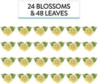 Global Sugar Art Blossoms and Leaves Edible Sugar Cake & Cupcake Flowers, Yellow, Small Unwired, 24 Count with Leaves by Chef Alan Tetreault