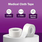 Cloth Medical Tape for Wound Care - 12 Rolls of 1 Inch Durable Surgical Tape to Secure Dressings - 10 Yards Long - Easy to Tear and Latex Free