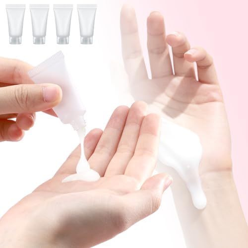 5ml Refillable Empty Tubes Bottles 20 Pcs Squeezable Sample Containers Translucent Surface Travel Sample Bottles for Toothpaste, Shampoo, Facial Cleanser, Lotion, Hand Cream