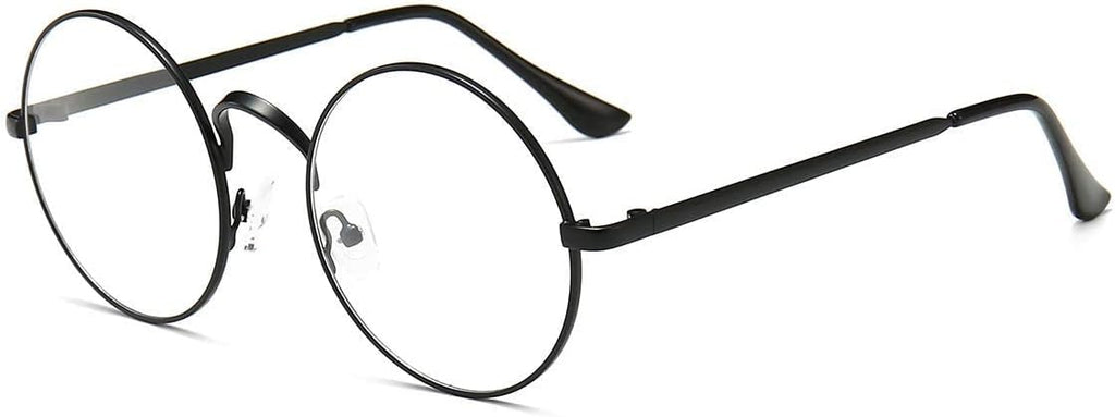Dollger Retro Round Glasses Blue Light Glasses Clear Lens Non-Prescription for Men Women Metal Frame