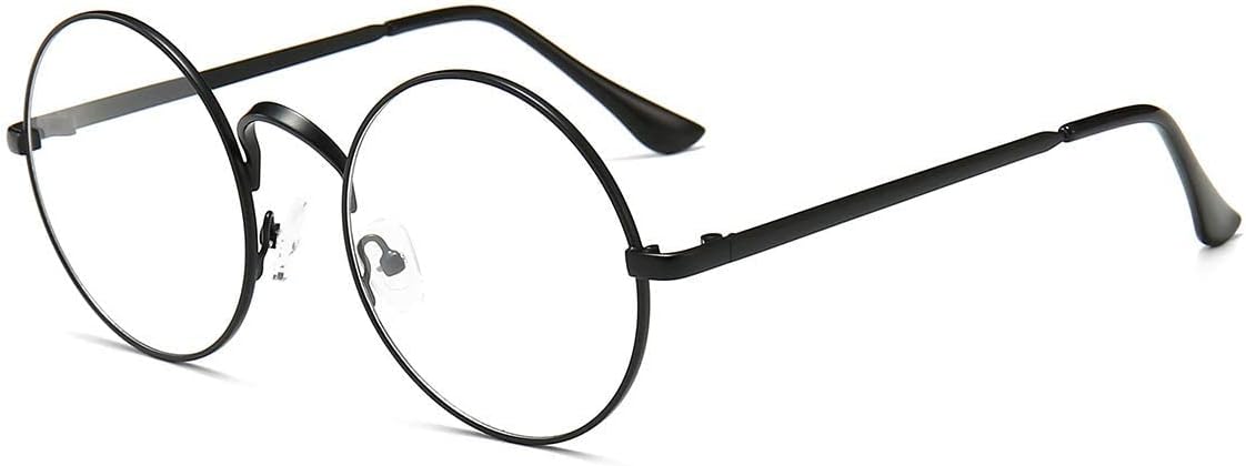 Dollger Retro Round Glasses Blue Light Glasses Clear Lens Non-Prescription for Men Women Metal Frame