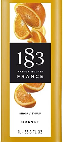 1883 Orange Syrup for Drinks, Made in France, 1 Liter Glass Bottle