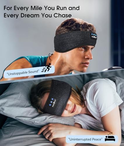 MUSICOZY Sleep Headphones Bluetooth 5.4 Headband, Wireless Earphones Music Sleep Earbuds Sleeping Eye Mask with HD Stereo Speakers for Workout Running Travel Yoga, Ideal Gifts for Men Women Mom Dad