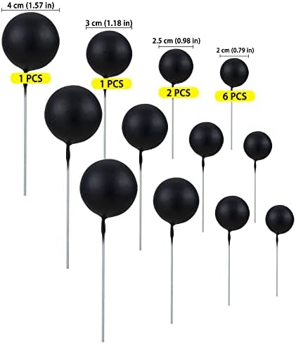 Gyufise 30Pcs Mini Balloon Cake Topper Foam Ball Cake Picks Cupcake Faux Pearl Balls DIY Cake Insert Topper Decoration for Anniversary Graduation Birthday Party Baby Shower Black
