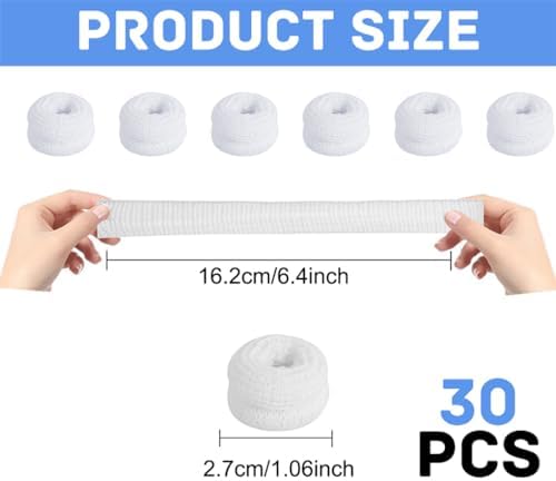 Finger Bandages 30pcs Bobs Thumb Bandage Finger Bandage Tubular White Cotton Finger Cots Finger Stall for Work Kitchen Finger Protection