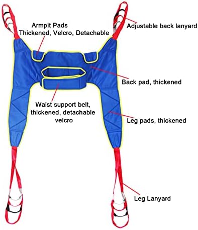 Patient Lift Toileting Sling 180 kg Load Capacity, Full Body Disabled Lifting Harness Toileting Hoist Sling Commode Lifter Divided Leg Sling for Elderly,M