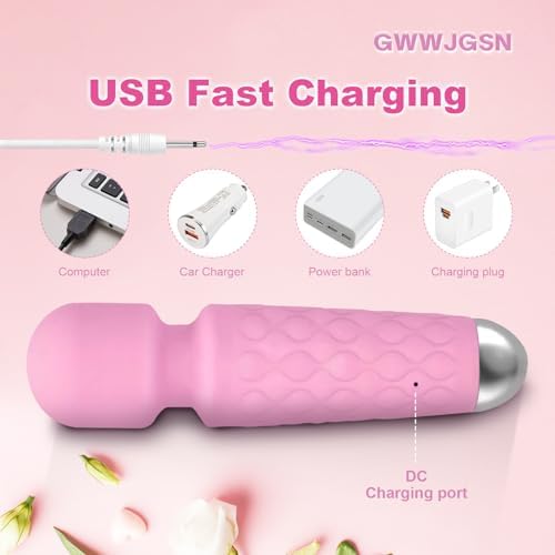 GWWJGSN Portable Wireless Massager - 8 Speeds, 20 Modes, 3-Second Press to Power On, for Neck, Back, Arms, Legs Muscle Relaxation (Rose Pink)