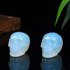 2.0" Opal Skull Decor Statue Crystals and Healing Stones Skull Figurine Polished Gemstones Bedroom Office Desk Halloween Decoration