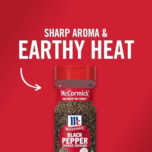 McCormick Black Pepper, Coarse Ground, Non GMO, Hand-Harvested, Enjoy Distinctive Pepper Flavor While Cooking & Tableside, 3.12 oz
