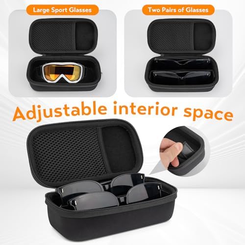 Double Eyeglasses Case, Hard Shell Dual Glasses Case Travel Sunglasses Organizer for Men Women