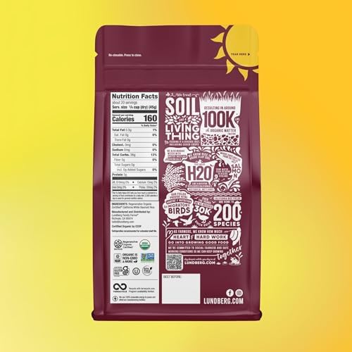 Lundberg White Basmati Rice, Regenerative Organic Certified – Non-Sticky, Fluffy & Aromatic Long-Grain Rice, Responsibly Grown in California, 32 Oz